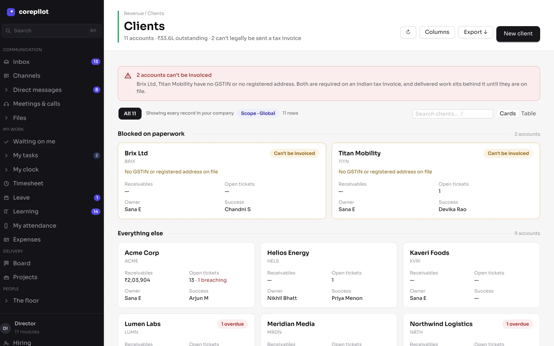 The client list